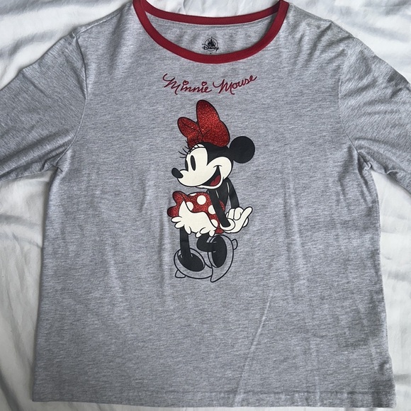Disney Minnie Mouse Gray and Red Long Sleeve Tee - Picture 2 of 6